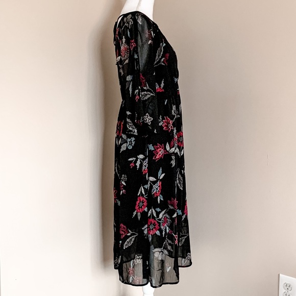 EUC Charming Charlie Black Maxi Length Tie-Back Floral Print Dress (Size Large) - Picture 6 of 9